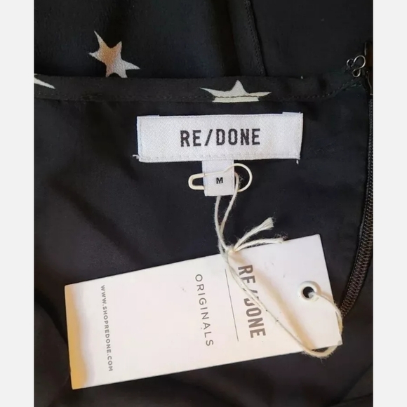 Re/Done "The 80's" Flirty Star Print Silk Mini Dress M NWT - Picture 5 of 7